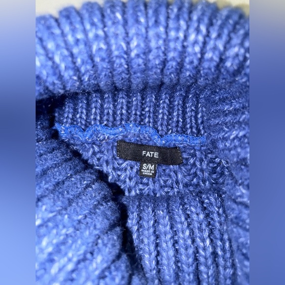 FATE Sweater Turtleneck Forever Chic Cable Sweater Royal Blue size Small Medium - Picture 11 of 13
